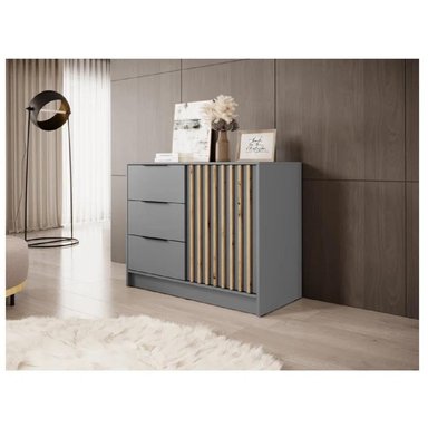 APARADOR CORTO TU MESITA FABIÁN COLOR GRIS CLARO/ROBLE 3 CAJONES 1 PUERTA