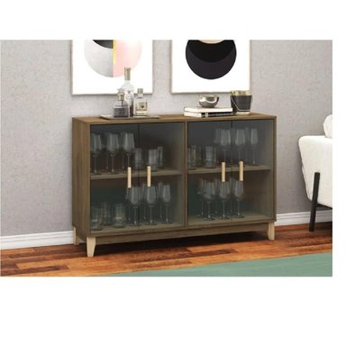 VITRINA BAJA TU MESITA LUCERO COLOR MARRÓN 4 PUERTAS