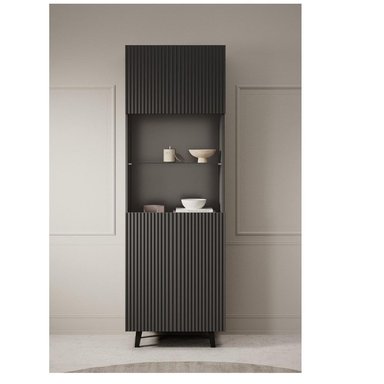 VITRINA MODERNA TU MESITA BASTIAN COLOR NEGRO 2 PUERTAS