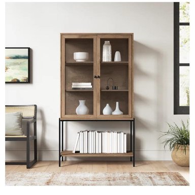 VITRINA INDUSTRIA TU MESITA MILETTO COLOR MARRÓN 2 PUERTAS