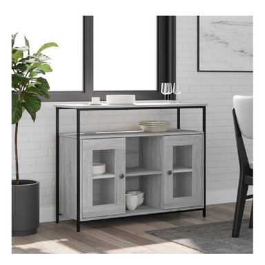 APARADOR INDUSTRIAL TU MESITA DONAVAN COLOR GRIS 2 PUERTAS