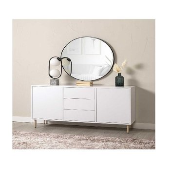 APARADOR CON ESPEJO TU MESITA MOLLY COLOR BLANCO 3 CAJONES 2 PUERTAS