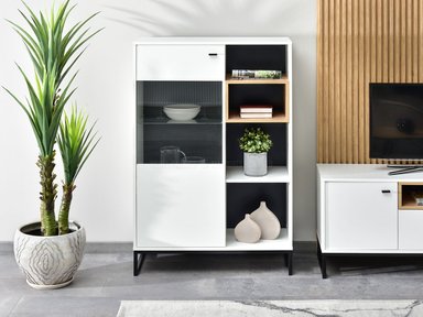 VITRINA MODERNA FLAVIA 1 PUERTA MAS REPISAS TU MESITA COLOR BLANCO