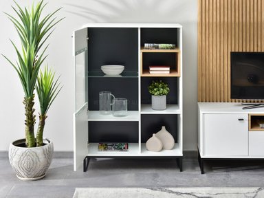 VITRINA MODERNA FLAVIA 1 PUERTA MAS REPISAS TU MESITA COLOR BLANCO - 3