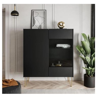 APARADOR MODERNO TU MESITA KAITA COLOR NEGRO 2 PUERTAS