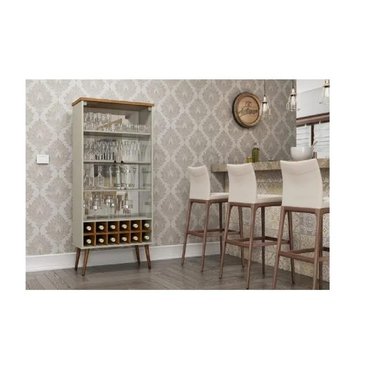 VITRINA VINERA TU MESITA MERSY CON ESPEJO 2 PUERTAS COLOR BLANCO/MARRÓN