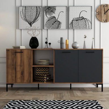 APARADOR LARGO 3 PUERTAS ROXY COLOR MARRÓN/NEGRO TU MESITA