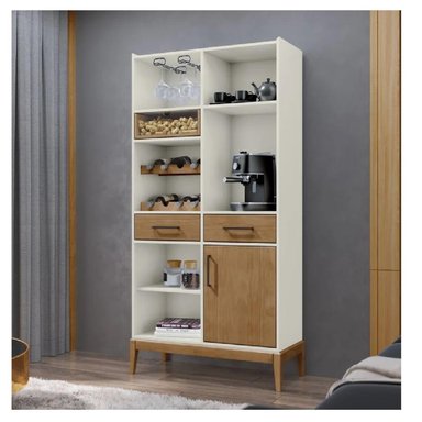 VITRINA MODERNA TU MESITA MACARENA COLOR BLANCO/MARRÓN 1 PUERTA 2 CAJONES