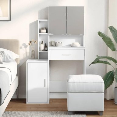 TOCADOR MODERNO TU MESITA BRUCE COLOR BLANCO 3 PUERTAS 1 CAJON MAS ESPEJOS - 1