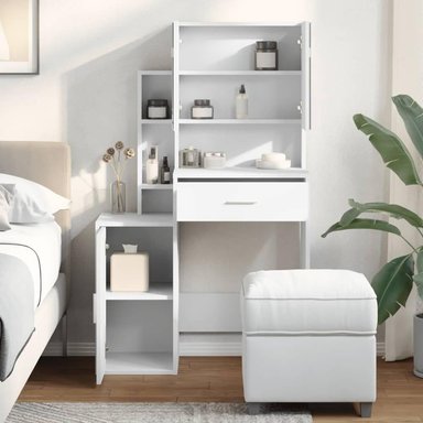 TOCADOR MODERNO TU MESITA BRUCE COLOR BLANCO 3 PUERTAS 1 CAJON MAS ESPEJOS - 2