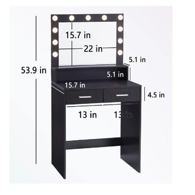 TOCADOR JUVENIL TU MESITA POTIS COLOR NEGRO LED 2 CAJONES - 2