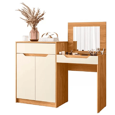 TOCADOR MODERNO ZURICH CON ESPEJO COLOR DUNA/BLANCO TU MESITA