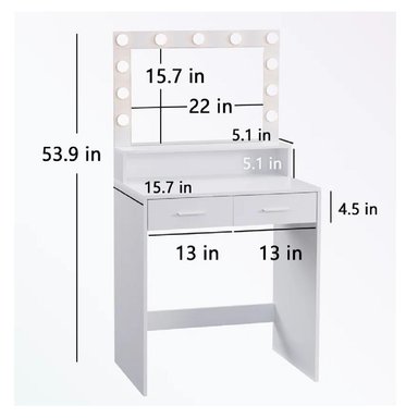 TOCADOR JUVENIL TU MESITA POTIS COLOR BLANCO LED 2 CAJONES - 3
