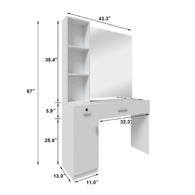 TOCADOR ALTO TU MESITA NURIA COLOR BLANCO 2 CAJONES 1 PUERTA - 1