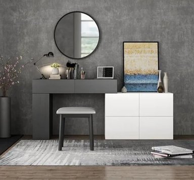 TOCADOR CONTEMPORÁNEO FEDERAL BLANCO-NEGRO 150CM