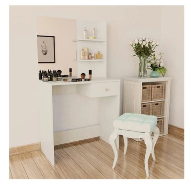 TOCADOR MULTIUSOS TU MESITA PIERIN COLOR BLANCO CON ESPEJO 1 CAJÓN - 1