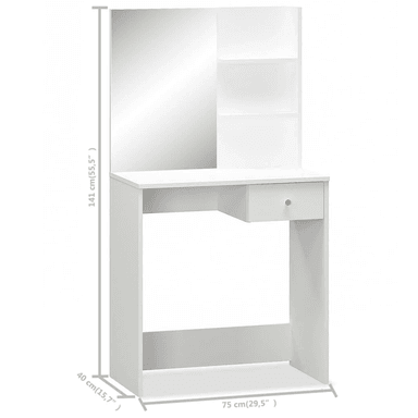 TOCADOR MULTIUSOS TU MESITA PIERIN COLOR BLANCO CON ESPEJO 1 CAJÓN - 3