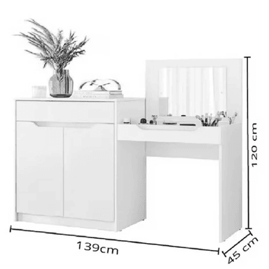 TOCADOR MODERNO ZURICH CON ESPEJO COLOR BLANCO TU MESITA - 2