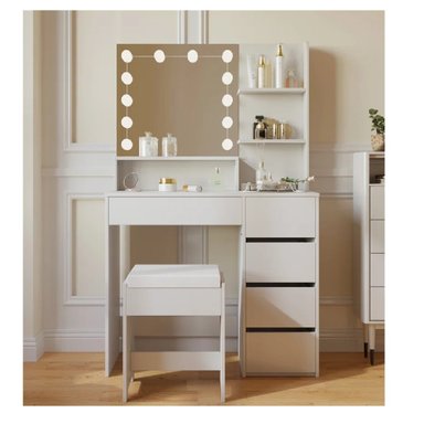 TOCADOR MODERNO LED TU MESITA MAGIC COLOR BLANCO 5 CAJONES - 1