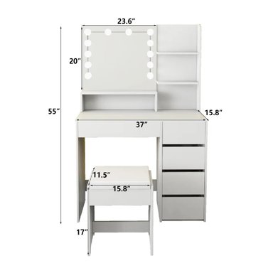 TOCADOR MODERNO LED TU MESITA MAGIC COLOR BLANCO 5 CAJONES - 3