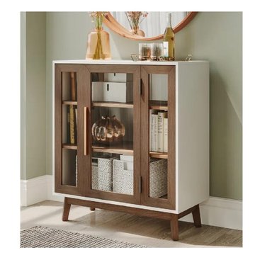 VITRINA BAJA TU MESITA MAINOR COLOR BLANCO/MARRÓN 1 PUERTA