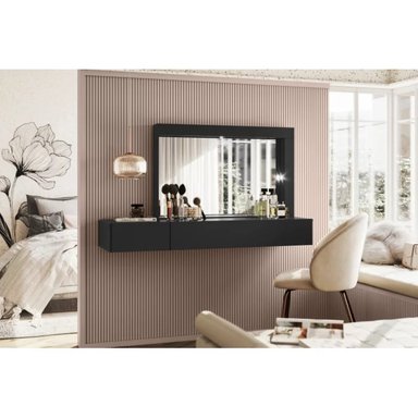 TOCADOR DE PARED FLOTANTE COLOR NEGRO 2 CAJONES TU MESITA - 1