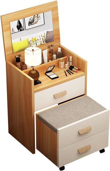 TOCADOR CLÁSICO MAS ESPEJO SASKIA COLOR DUNA/BLANCO TU MESITA