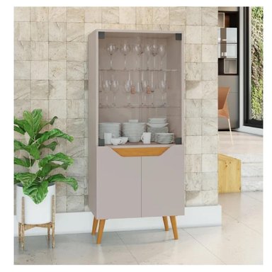 VITRINA CLÁSICA TU MESITA LOREN 2 PUERTAS COLOR GRIS CLARO/HAYA