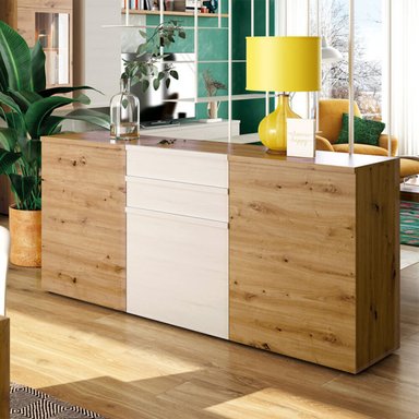 APARADOR CONTEMPORÁNEO RENÉ 2 CAJONES 3 PUERTAS TU MESITA