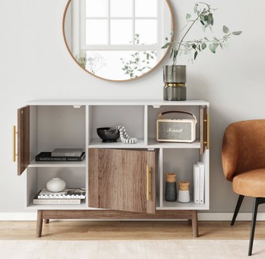 APARADOR VINTAGE MODERNO ELENA 3 PUERTAS BLANCO/OAK - 2