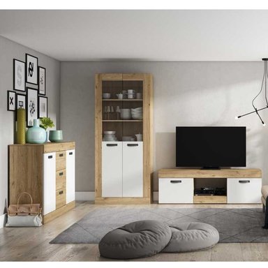 VITRINA MODERNA 2 PUERTAS ARGOS COLOR MARRÓN/BLANCO TU MESITA