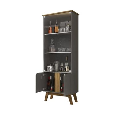VITRINA MULTIUSOS TU MESITA MARSELLA COLOR GRIS/MARRÓN 4 PUERTAS - 2