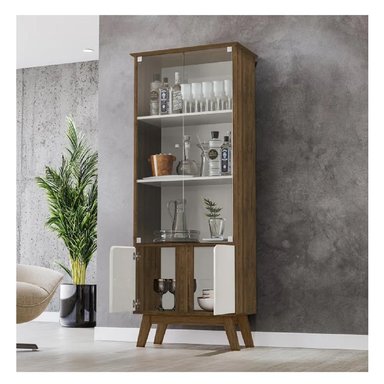 VITRINA MULTIUSOS TU MESITA MARSELLA COLOR MARRÓN/BLANCO 4 PUERTAS - 2