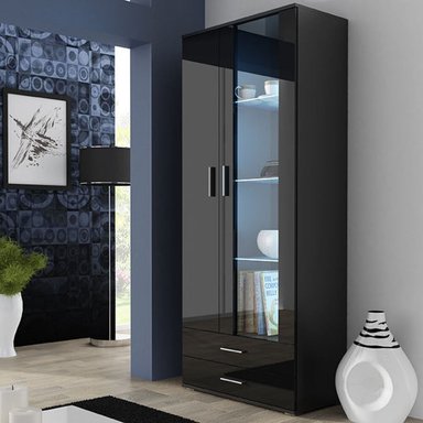 VITRINA CLÁSICA SASHA 2 PUERTAS 2 CAJONES TU MESITA COLOR NEGRO