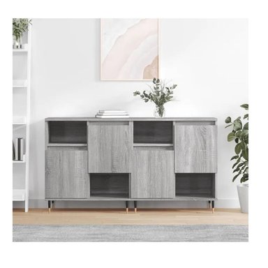 APARADOR CORTO TU MESITA ARIOSTO SET X2 COLOR GRIS 4 PUERTAS