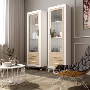 VITRINA MODERNA STELLA 1 PUERTA 2 CAJONES TU MESITA