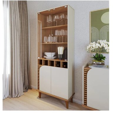 VITRINA MODERNA TU MESITA FRANCIS COLOR BLANCO/HAYA 4 PUERTAS