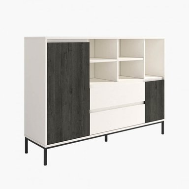 APARADOR MODERNO CHIARA 2 PUERTAS 2 CAJONES TU MESITA COLOR BLANCO/NEGRO