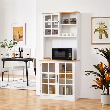 VITRINA MODERNA SALA-COMEDOR ASTURIAS COLOR BLANCO/DUNA TU MESITA - 2