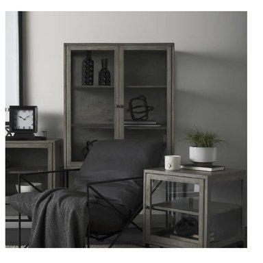 VITRINA INDUSTRIA TU MESITA MILETTO COLOR GRIS 2 PUERTAS