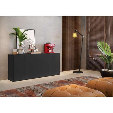 VITRINA PARA VAJILLA 4 PUERTAS KENDALL COLOR NEGRO TU MESITA