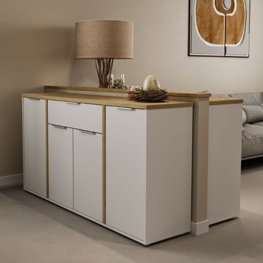 APARADOR MULTIUSOS 4 PUERTAS 1 CAJONES SAYURI COLOR BLANCO/DUNA TU MESITA