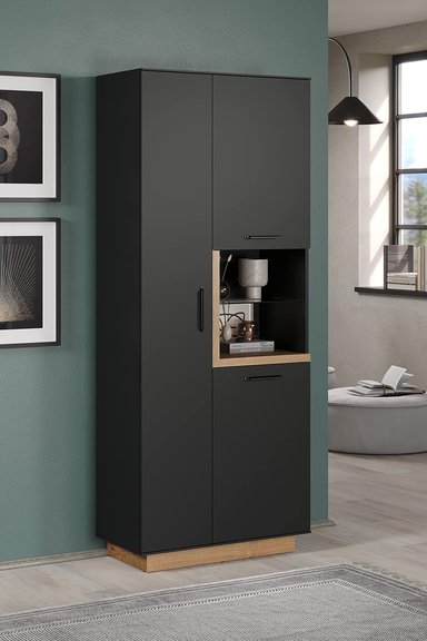 VITRINA MODERNA MERLINA COLOR NEGRO TU MESITA