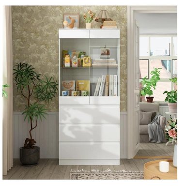 VITRINA MULTIUSOS TU MESITA RETTY COLOR BLANCO 3 CAJONES 2 PUERTAS