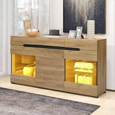 APARADOR CON LUZ MODERNO FOSATTI 3 CAJONES 3 PUERTAS TU MESITA - 3