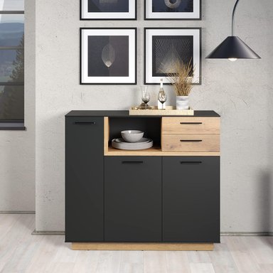 APARADOR MODERNO MERLINA COLOR NEGRO/MARRÓN TU MESITA - 2
