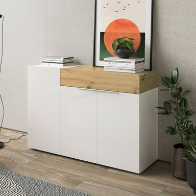 APARADOR MULTIUSOS 3 PUERTAS APOLONIA COLOR BLANCO/HAYA TU MESITA