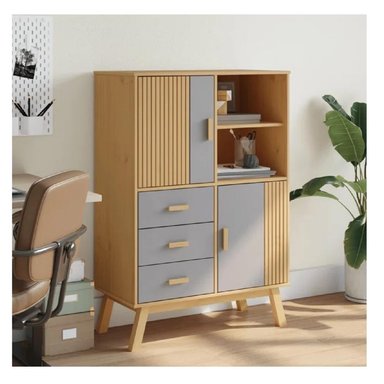 APARADOR ALTO TU MESITA MAYRA COLOR HAYA/GRIS 2 PUERTAS 2 CAJONES