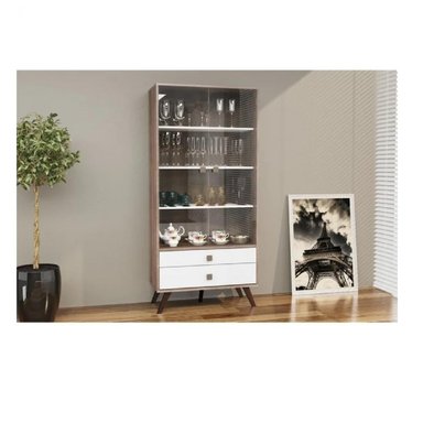 VITRINA CLÁSICA TU MESITA MOLDAVA COLOR BLANCO/MARRÓN RÙSTICO 2 PUERTAS 2 CAJONES