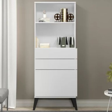 VITRINA FUNCIONAL 1 PUERTA 2 CAJONES EVANGELINA COLOR BLANCO TU MESITA